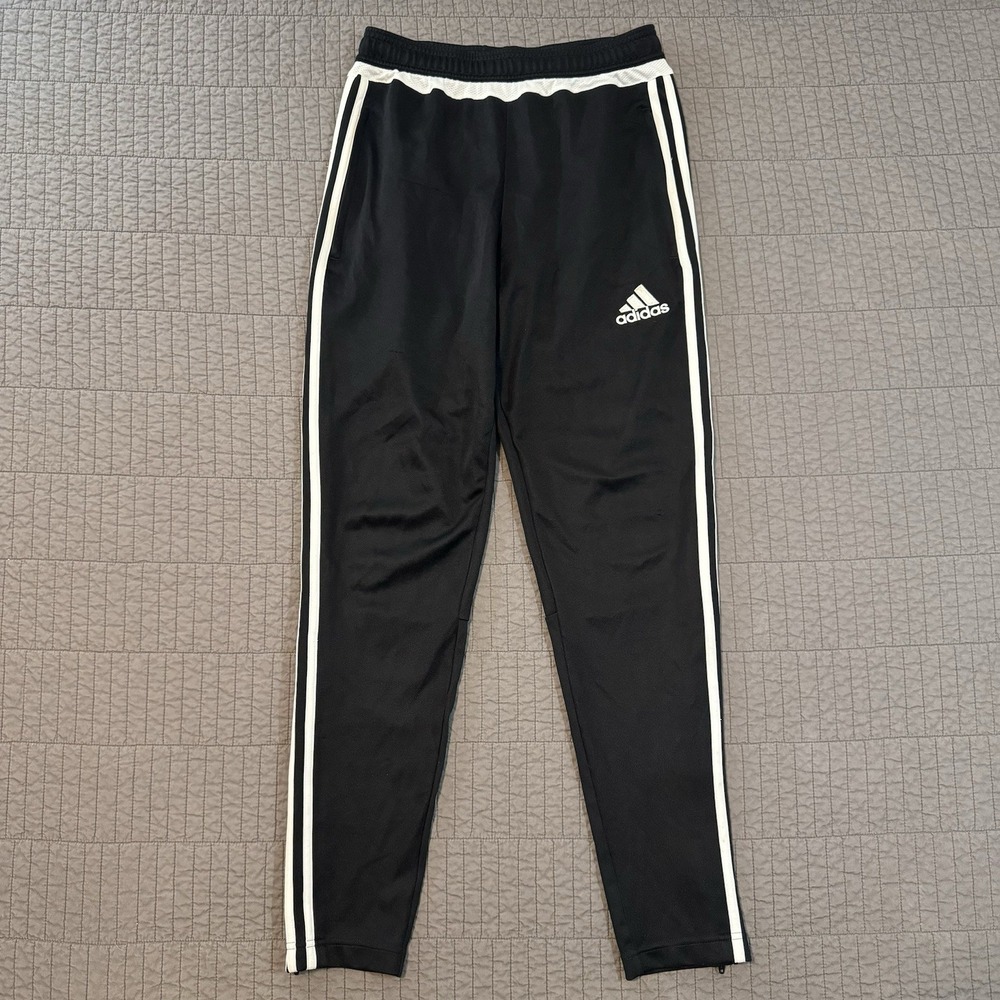 Adidas Tiro Sweatpants Men Small Black White Soccer Workout Training Leg Zipper‎
